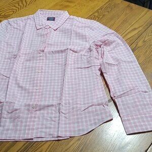 Untuckit Womens NEW Work Shirt 0 Top Button Up Down PINK GINGHAM CALINA Blouse